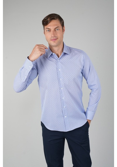 Bisse Uzun Kollu Klasik Mavi Regular Fit Erkek Gömkek Gmkls252014 36 K.mavi