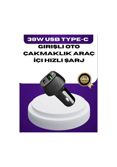 38w Çift Çıkışlı Araç Şarj Cihazı Type-c Ve Usb Pd Destekli Krgltgstlv78g03f71j