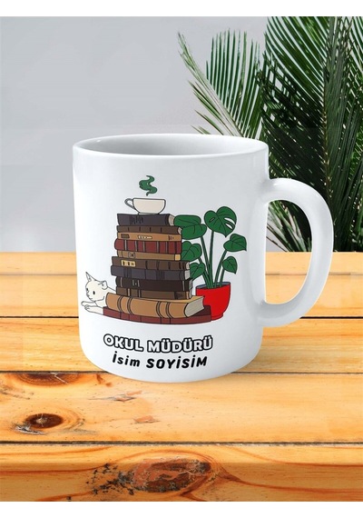 Okul Müdürü Meslek Baskılı Kupa Bardak Çift Taraflı Baskı Kişiye Özel Model 7 Çok Renkli