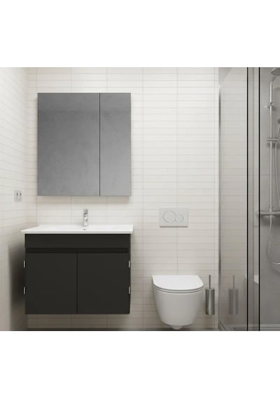 Creavit Flexio 65 Cm Katlanabilir Banyo Dolabı Antrasit Set