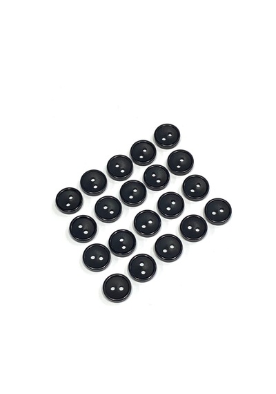 Siyah Klasik İki Delikli / Unisex Gömlek Düğmesi / 12 Mm / 20 Adet