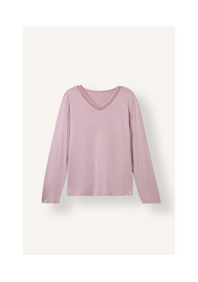 Defacto Regular Fit V Yaka Uzun Kollu Üst Geniş Kesim Alt Pijama Takımı H9101ax26aubr488 Bordo-br488