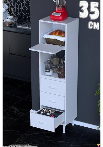 Nola 35 Cm Üstü Kapaklı 3 Çekmeceli Çok Amaçlı Mutfak Kiler Banyo Erzak Depolama Dolabı 35x150x32 Cm Beyaz Nola 35 Cm Üstü Kapaklı 3 Çekmeceli Çok Amaçlı Mutfak Kiler Banyo Erzak Depolama Dolabı 35x150x32 Cm Beyaz