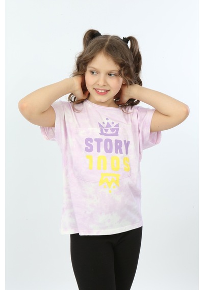 Toontoy Kids Toontoy Kız Çocuk Story Soul Baskılı Tişört Açık Lila