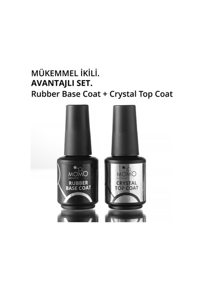 Kalıcı Oje Ve Protez Tırnak İçin 2 Li Set Rubber Base Coat 20 Ml, Crystal Top Coat 20 Ml Şeffaf