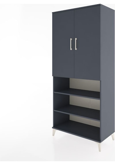 Hyperion Dolap 4 Raflı 2 Kapaklı Tek Askılı 88x44x195 Antrasit-antrasit Antrasit