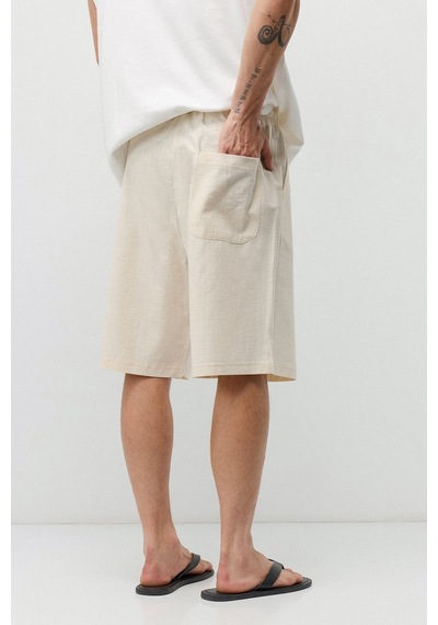 Vamos Basic Oversize Keten Şort Naturel