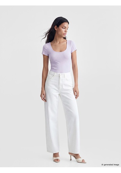 Lcw Vision Lila U Yaka Kadın Çıtçıtlı Body