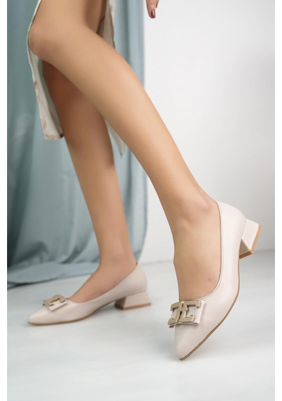 Nesilshoes Nesil Shoes Desca 026 Ten Tokalı Kadın Babet