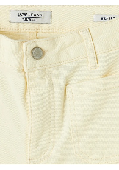 Lc Waikiki Sarı Yüksek Bel Wideleg Kadın Jean Pantolon