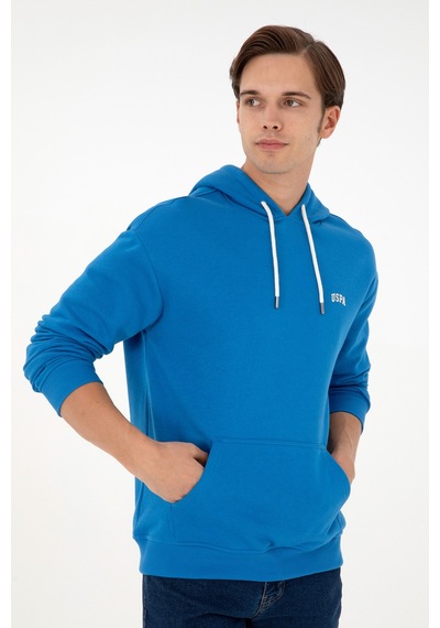U.S. Polo Assn. Erkek Kapüşonlu Kobalt Basic Sweatshirt 50295149-VR077