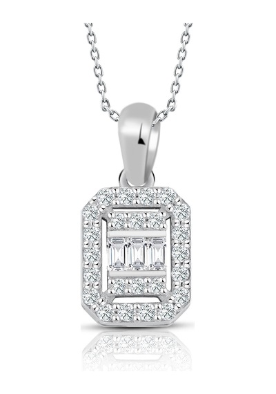 Modern Tasarım 0.30 Ct Baget Kare Tektaş Kolye
