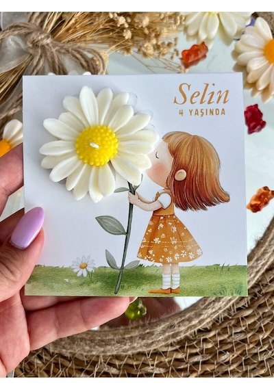Bernami Mumluk Şamdanpinterest 25 Adet Özel Tasarlanmış Kart Ve Papatya Mum. Bebek Doğum, Babyshower, Doğum Günü, Hediyel Diğer