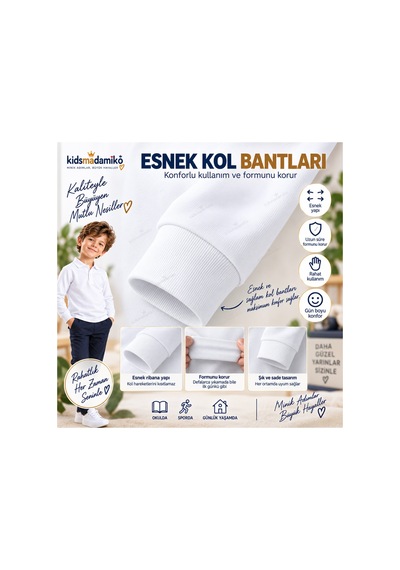 Kidsmadamiko Kız Çocuk Kız Çocuk Polo Yaka T-shirt Uzun Kollu Manşetli %100 Beyaz