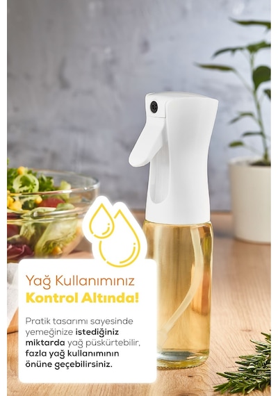 Vienev 2li Airfryer Sprey Yağdanlık Cam Şişe - Izgara Fritöz Salata Yağ Püskürtücü Beyaz