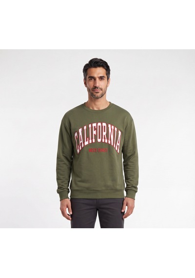 Blow Up California Baskılı Haki Erkek Sweatshirt 12117 Siyah