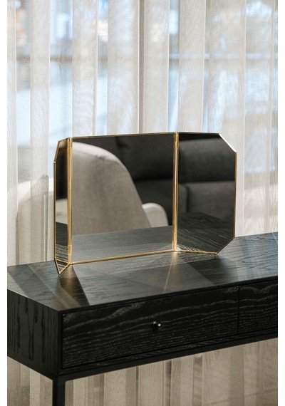 Makyaj Aynası Masaüstü Pirinç Gold 60x30cm Gold