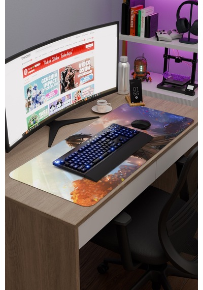 Zhongli Genshin Impact Anime Gacha V5 - 90x40 Xxl Gaming Mouse Pad Fare Altlığı