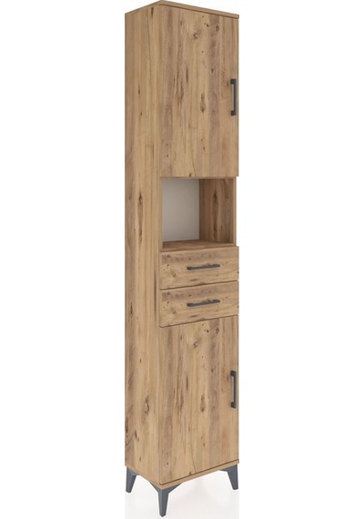 Arges Dolap 4 Raflı 2 Çekmeceli 2 Kapaklı 44x30x221 Çam-çam Atlas Çam
