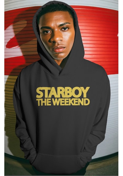 Sevbano Starboy The Weeknd Rapper Şarkıcı Sırt Baskılı Unisex Oversize Pr Siyah