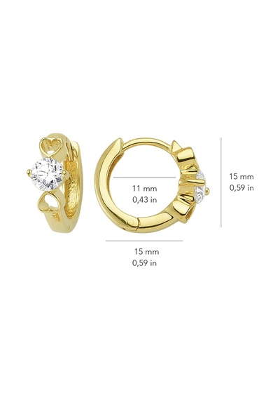 Goldkupe 14 Ayar Tek Taşlı Kalp Halka Altın Küpe 3,05 Gr-1263