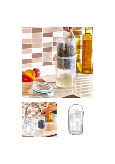 Süzgeçli Kilit Kapaklı Zeytin Turşu Saklama Kabı Mikrodalgada Kullanıılabilir 1500 Ml G-16 Plast Diğer