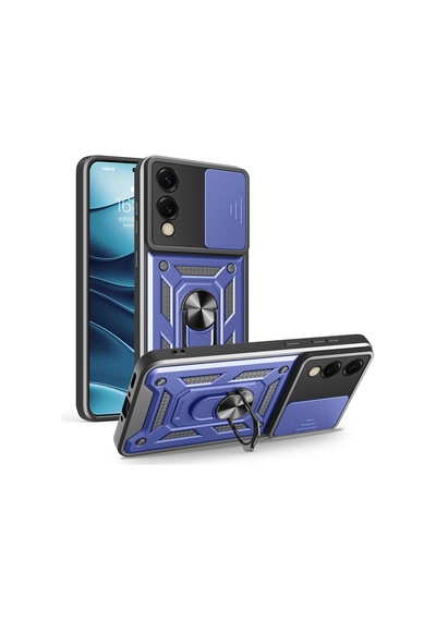 Samsung Uyumlu Galaxy S25 Edge Kılıf Magnetik Standlı Kamera Korumalı Zore Sürgülü Vega Kapak