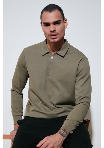 Buratti Pamuklu Regular Fit Yarım Fermuarlı Polo Yaka Erkek Sweat 5905805 Vizon Yeşili Buratti Pamuklu Regular Fit Yarım Fermuarlı Polo Yaka Erkek Sweat 5905805 Vizon Yeşili