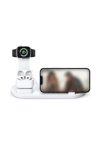 Kama 4'ü 1 Arada Kablosuz Hızlı Şarj İstasyonu: Apple iPhone Uyumlu 15-12 Pro Max, Apple Watch, Airpods Ve Android Telefonlar İ