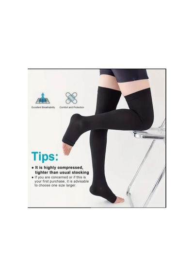 Walt 15-20mmhg Unisex Aktif Yaşam Tarzı Basınçlı Destek Çorapları Uyluk Boyu Açık Burun Xl
