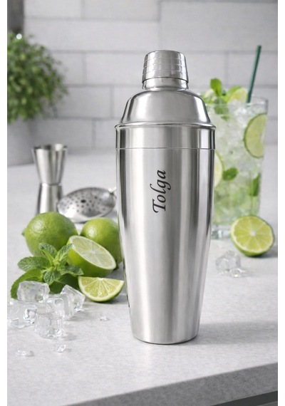 Kişiye İsme Özel Büyük Boy Shaker Kokteyl Hazırlama Kabı Kokteyl Karıştırıcı Full Çelik 750 Ml