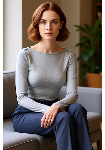 Ersefa Kadın Esnek Örme Kayık Yaka Uzun Kollu Slim Fit Bluz Kaliteli Şık Gri Melanj