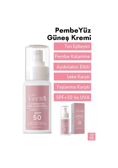 La Mia Verita Cilt Beyazlatıcı Krem 50 ML + Kolajen Serum 30 ML + Ton Eşitleyici Pembe Güneş Kremi SPF50+ 50 ML