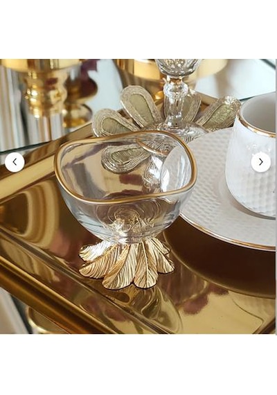 Fine Living Grace 6 Parça Lüx Mini Kase - Lokumluk - Reçellik - Sosluk - Çerezlik -şekerlik 8 Cm Altın