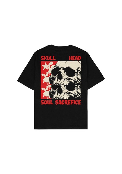 Adrift Skull Head Siyah Oversize Unisex T-shirt Siyah