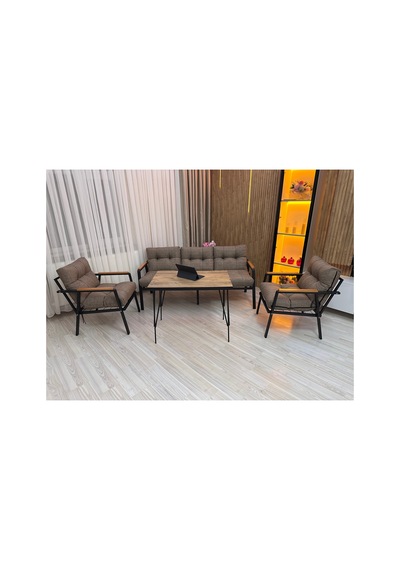 Houseart Açelya Balkon, Bahçe, Cafe - Salon - Metal Kanepe Koltuk Takımı 3+1+1 + Masa Kahverengi Houseart Açelya Balkon, Bahçe, Cafe - Salon - Metal Kanepe Koltuk Takımı 3+1+1 + Masa Kahverengi