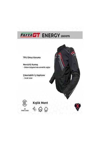 Forte Gt 1075 Energy Full Koruma 4 Mevsim Kışlık Motosiklet Montu Siyah