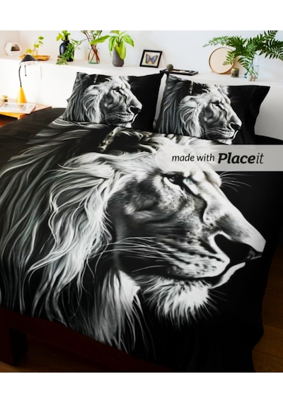 Özel Tasarım Çift Kişilik Nevresim Takımı 240x260 Cm Pamuk Saten, Siyah Beyaz