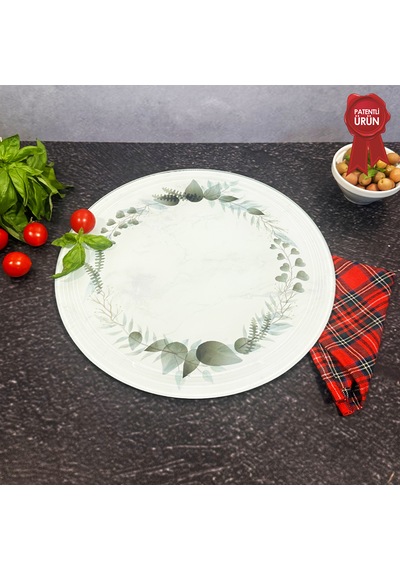 Kanallı Cam Kesme Tahtası - Secret Gate - Çap32cm - Patentli Ürün