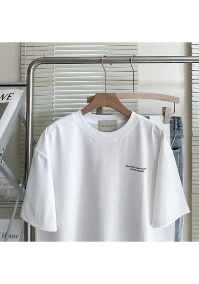Flood Of Style Erkek Beyaz Enjoy Every Moment Baskılı Oversize Bisiklet Yaka Tshirt