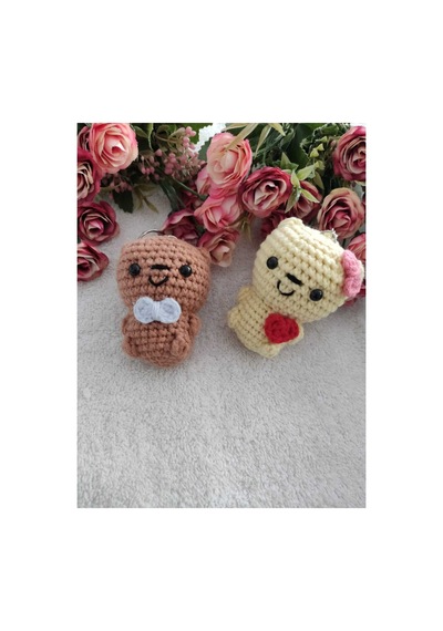 Amigurumi Oyuncak Anahtarlık Hediyelik Sevgili Ayıcıklar 6-7 Cm - 2 Adet