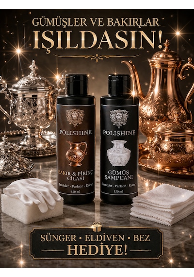 Gümüş Temizleme Şampuanı 150ml Ve Bakır,bronz,pirinç,krom Parlatıcı 150ml