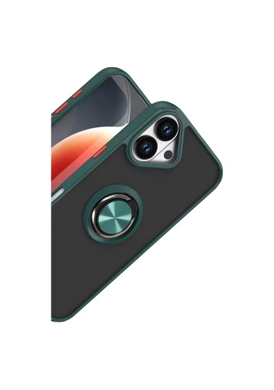 Apple Uyumlu iPhone 17 Montreal Yüzüklü Silikon Kapak - Yeşil 0.2M-Çok Renkli