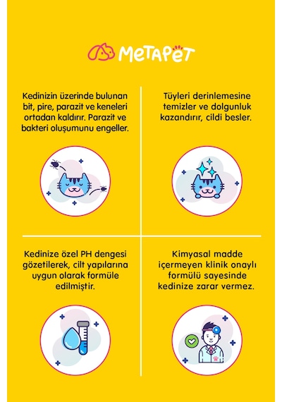 Metapet Kedi Bit Pire Dış Parazit Karşıtı Kuru Köpük Şampuan 200 ML