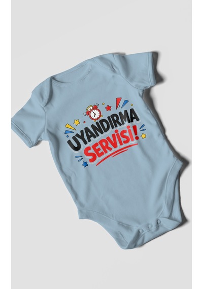 Morivokids Uyandırma Servisi Kısa Kollu Bebek Body %100 Pamuk Bebe Mavisi