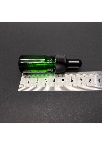Cam Damlalıklı Şişe  Siyah Plastik Kapak Yeşil 5 ML