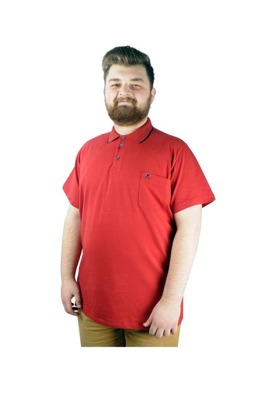 Mode Xl Büyük Beden T Shirt Polo Likralı Süprem Cepli 21558 Bordo 001