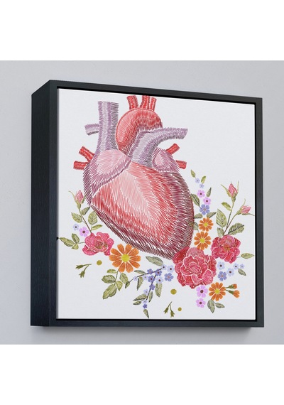 Ahşap Çerçeveli Çiçekli Kalp Tablosu - Kalp Doktoru Hastanesi Hediyesi-8304