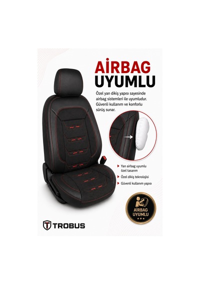 Peugeot 308 2007+ Uyumlu Prestige Line Keten Serisi Siyah Kırmızı Koltuk Kılıfı