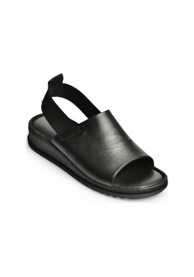 Fox Shoes Y555541303 Siyah Hakiki Deri Alçak Tabanlı Kadın Sandalet